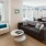a living room with a large window