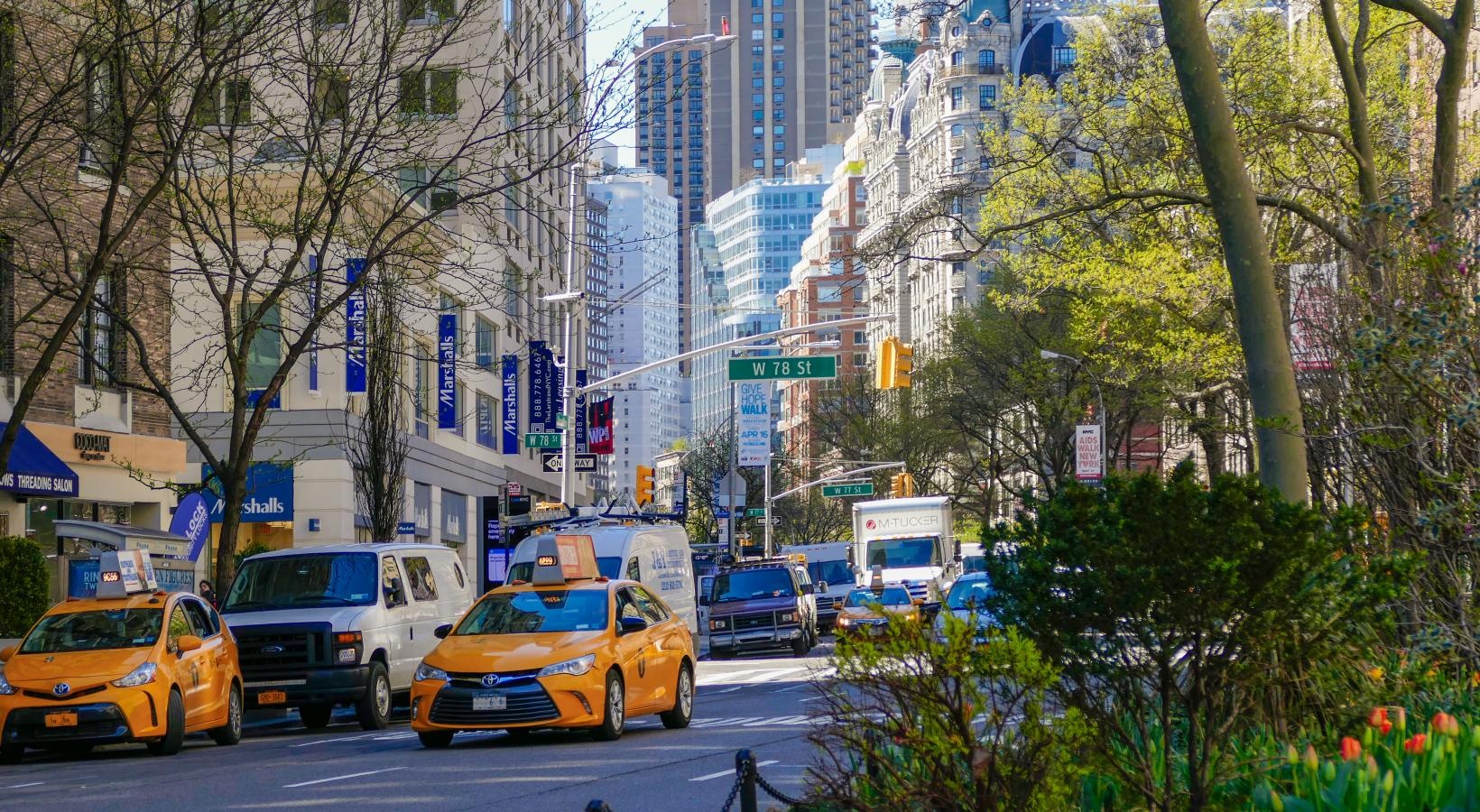 Close to the center of everything a busy city street