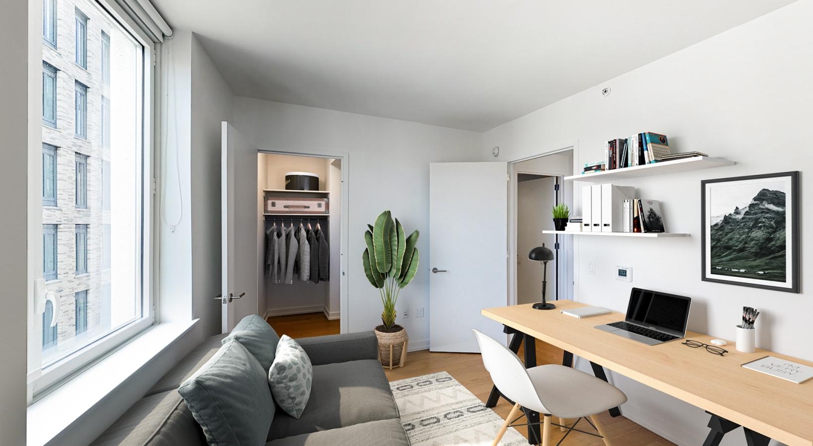 The essence of exceptional living a room with a desk and a chair